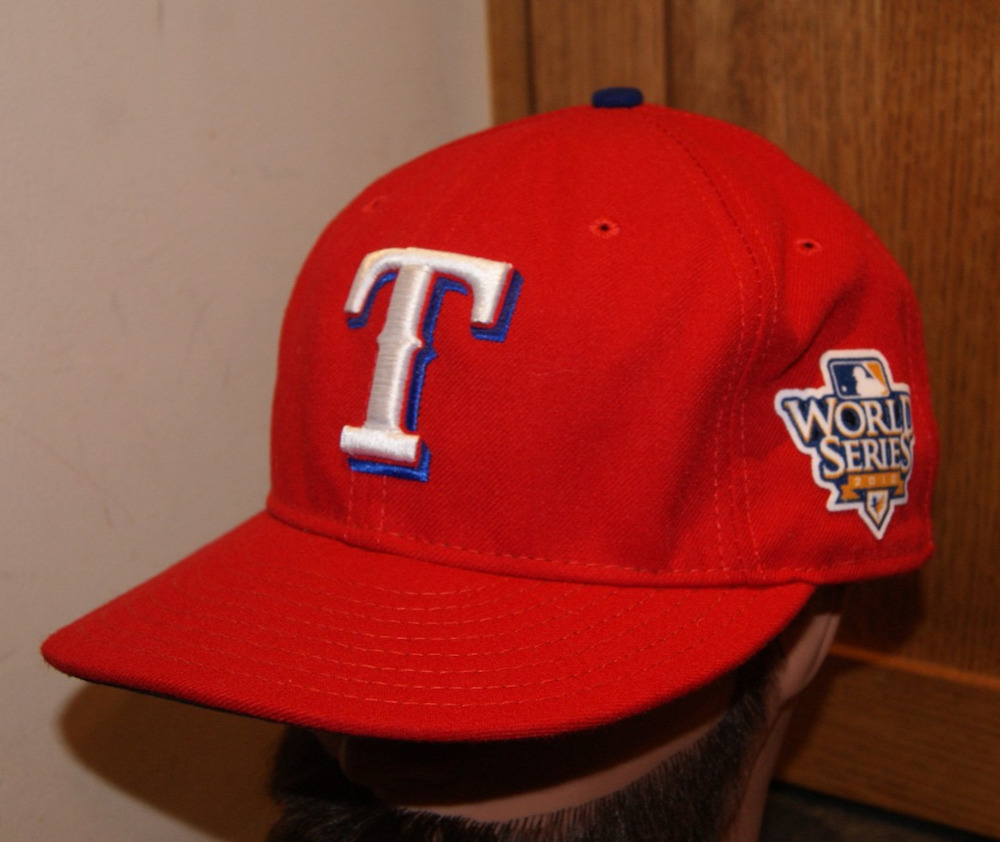 Texas Rangers Hat Cap Fitted 7 5/8 Red 2010 World Series 59FIFTY New Era USA